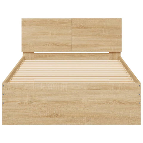 vidaXL Bed Frame without Mattress with LED Lights Sonoma Oak 100x200 cm