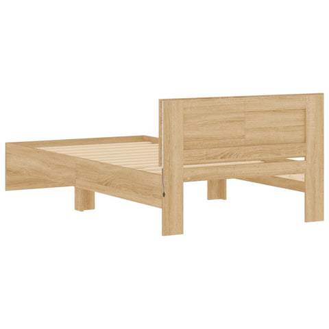 vidaXL Bed Frame without Mattress with LED Lights Sonoma Oak 100x200 cm