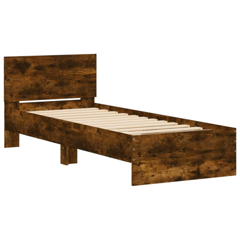 vidaXL Bed Frame without Mattress with LED Lights Smoked Oak 90x200 cm