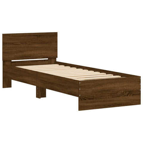 vidaXL Bed Frame without Mattress with LED Lights Brown Oak 90x190 cm Single