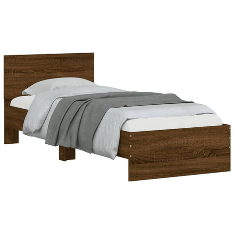 vidaXL Bed Frame without Mattress with LED Lights Brown Oak 90x190 cm Single
