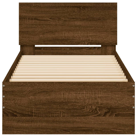 vidaXL Bed Frame without Mattress with LED Lights Brown Oak 90x190 cm Single