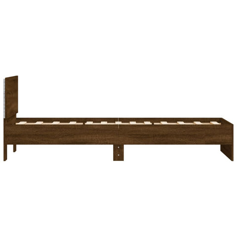 vidaXL Bed Frame without Mattress with LED Lights Brown Oak 90x190 cm Single