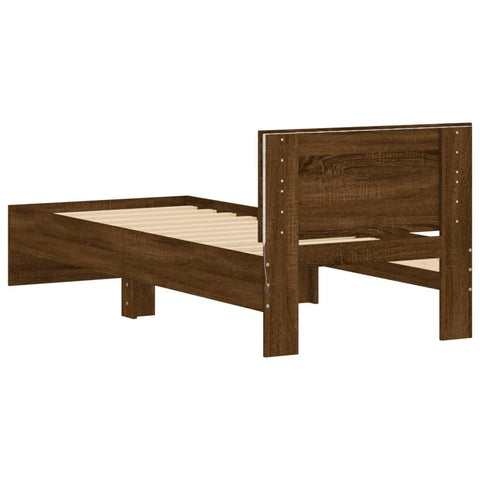 vidaXL Bed Frame without Mattress with LED Lights Brown Oak 90x190 cm Single