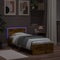 vidaXL Bed Frame without Mattress with LED Lights Smoked Oak 75x190 cm Small Single