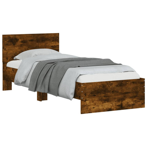 vidaXL Bed Frame without Mattress with LED Lights Smoked Oak 75x190 cm Small Single