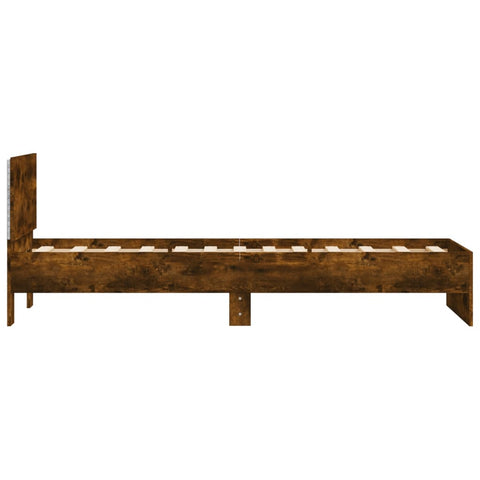vidaXL Bed Frame without Mattress with LED Lights Smoked Oak 75x190 cm Small Single