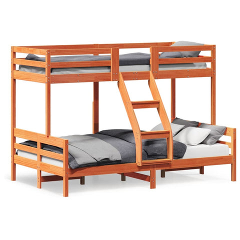 vidaXL Bunk Bed without Mattress 90x200/120x200 cm Wax Brown Solid Wood