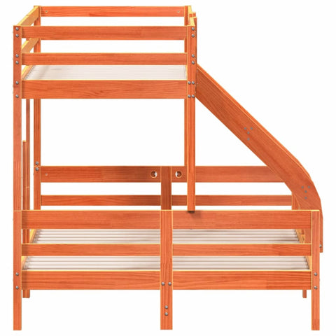 vidaXL Bunk Bed without Mattress 90x200/140x200 cm Wax Brown Solid Wood