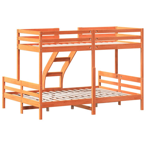 vidaXL Bunk Bed without Mattress 90x200/140x200 cm Wax Brown Solid Wood