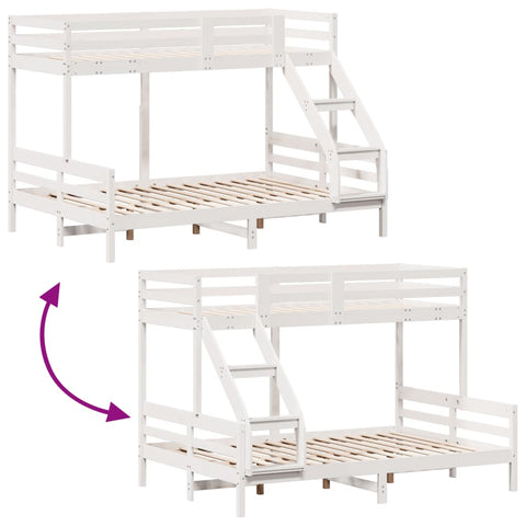 vidaXL Bunk Bed without Mattress 80x200/140x200 cm White Solid Wood