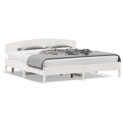 vidaXL Bed Frame without Mattress White 180x200 cm Super King Solid Wood Pine