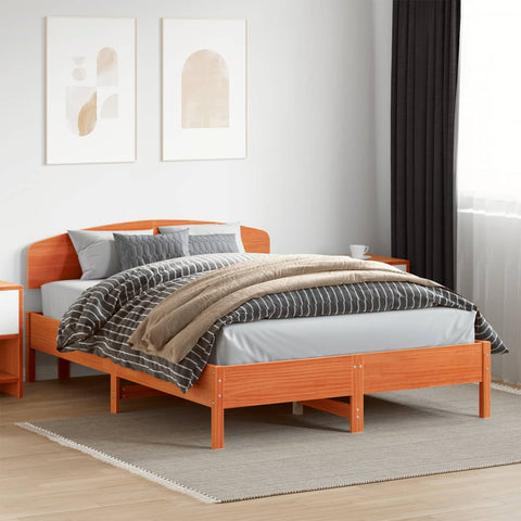 vidaXL Bed Frame without Mattress Wax Brown 140x200 cm Solid Wood Pine