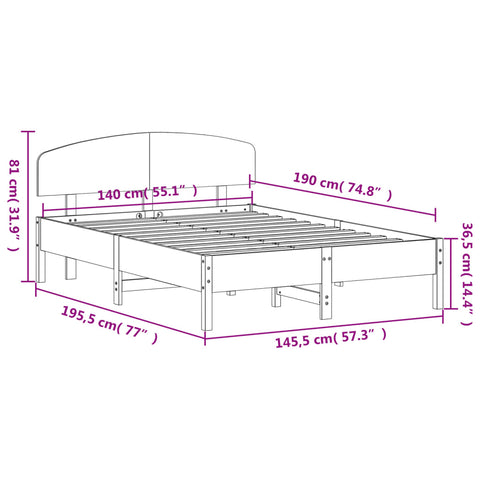 vidaXL Bed Frame without Mattress 140x190 cm Solid Wood Pine