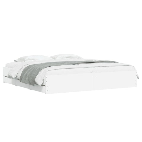 vidaXL Bed Frame with Drawers without Mattress White 200x200 cm
