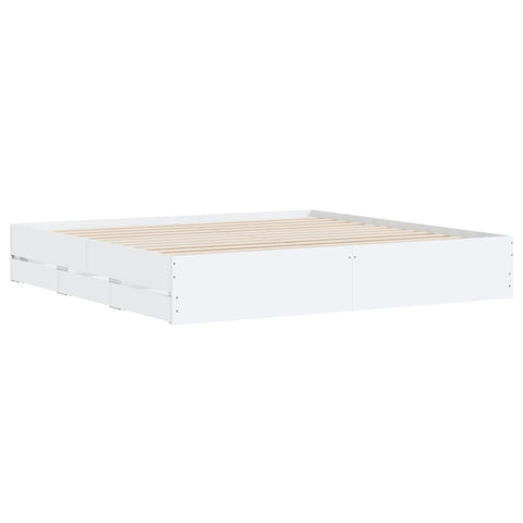vidaXL Bed Frame with Drawers without Mattress White 200x200 cm