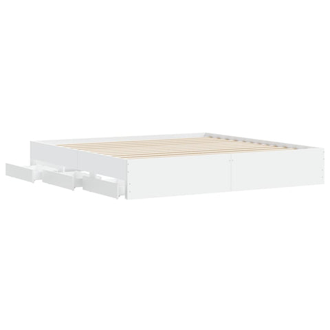 vidaXL Bed Frame with Drawers without Mattress White 200x200 cm