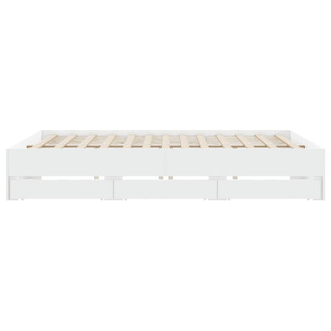 vidaXL Bed Frame with Drawers without Mattress White 200x200 cm