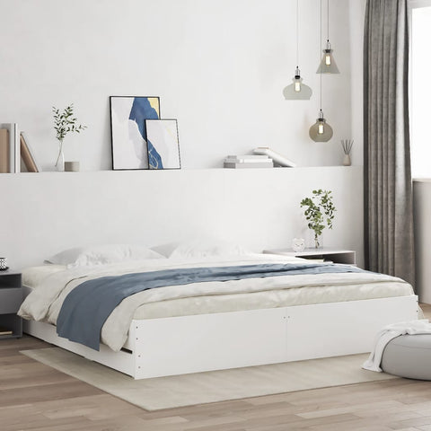 vidaXL Bed Frame with Drawers without Mattress White 200x200 cm