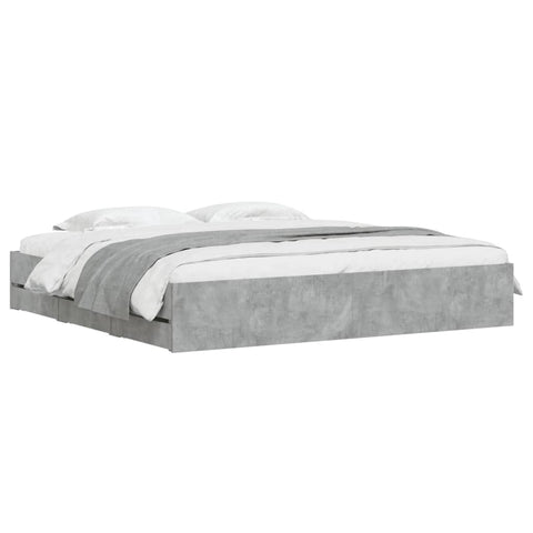 vidaXL Bed Frame with Drawers without Mattress Concrete Grey 200x200 cm