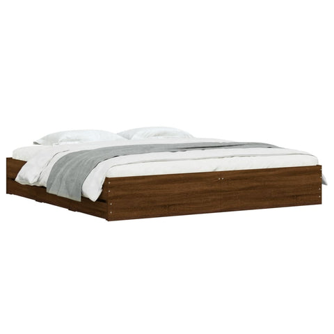 vidaXL Bed Frame with Drawers without Mattress Brown Oak 200x200 cm