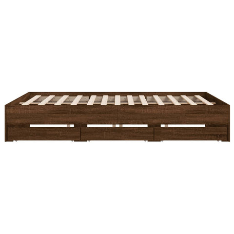 vidaXL Bed Frame with Drawers without Mattress Brown Oak 200x200 cm