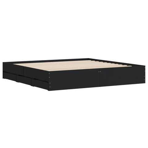 vidaXL Bed Frame with Drawers without Mattress Black 160x200 cm