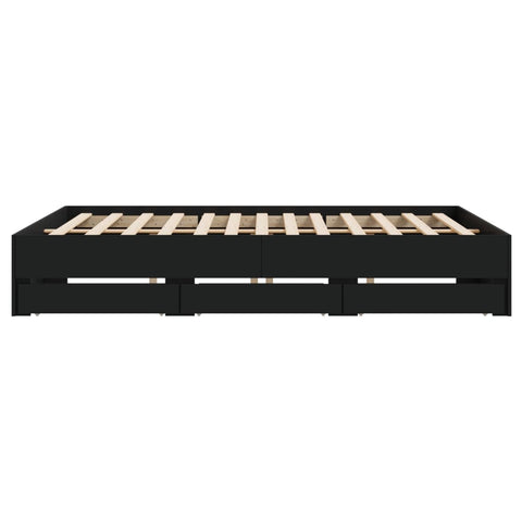vidaXL Bed Frame with Drawers without Mattress Black 160x200 cm