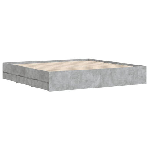 vidaXL Bed Frame with Drawers without Mattress Concrete Grey 160x200 cm