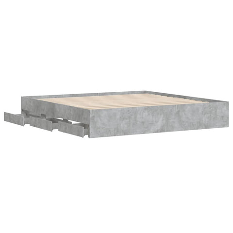 vidaXL Bed Frame with Drawers without Mattress Concrete Grey 160x200 cm