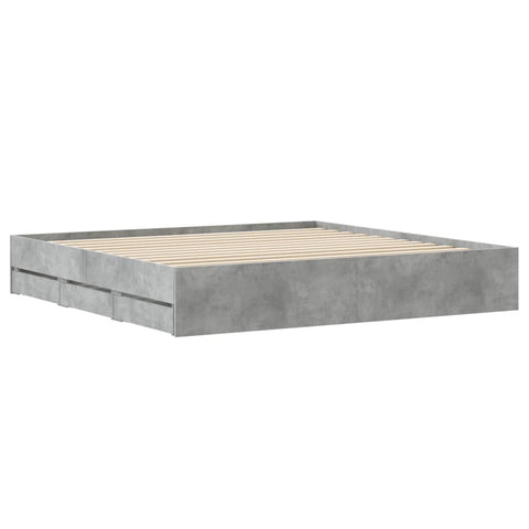 vidaXL Bed Frame with Drawers without Mattress Concrete Grey 160x200 cm