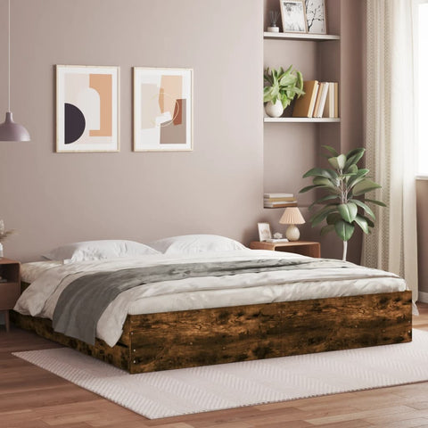 vidaXL Bed Frame with Drawers without Mattress Smoked Oak 160x200 cm