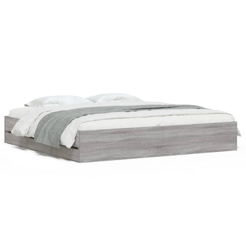 vidaXL Bed Frame with Drawers without Mattress Grey Sonoma 160x200 cm
