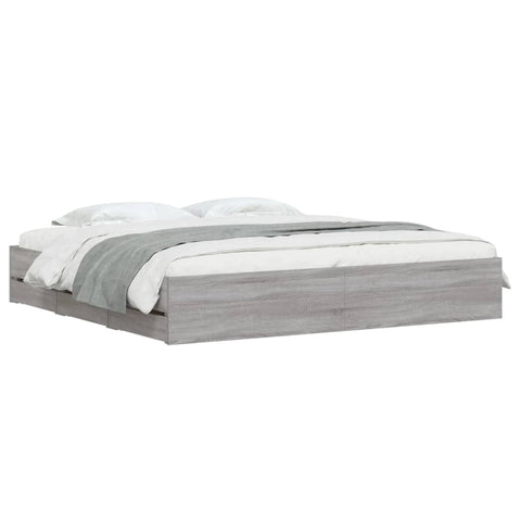 vidaXL Bed Frame with Drawers without Mattress Grey Sonoma 160x200 cm