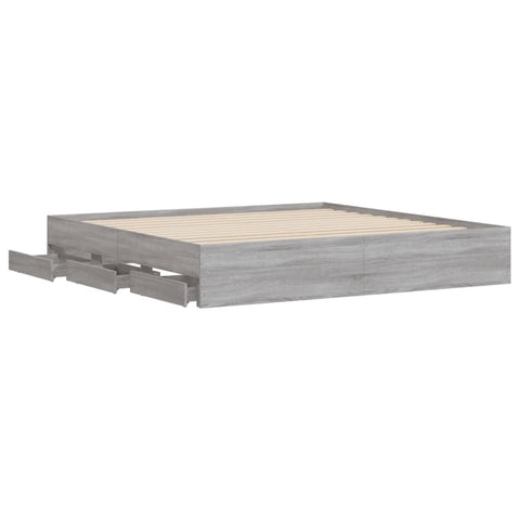 vidaXL Bed Frame with Drawers without Mattress Grey Sonoma 160x200 cm