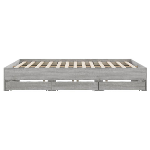 vidaXL Bed Frame with Drawers without Mattress Grey Sonoma 160x200 cm