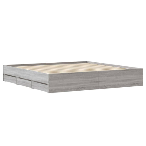 vidaXL Bed Frame with Drawers without Mattress Grey Sonoma 160x200 cm