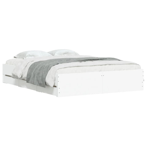vidaXL Bed Frame with Drawers without Mattress White 150x200 cm King Size