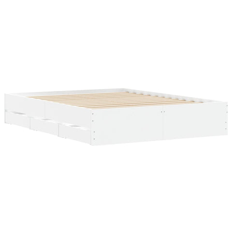 vidaXL Bed Frame with Drawers without Mattress White 150x200 cm King Size