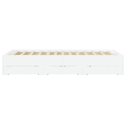 vidaXL Bed Frame with Drawers without Mattress White 150x200 cm King Size