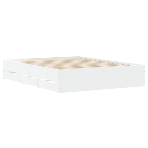 vidaXL Bed Frame with Drawers without Mattress White 150x200 cm King Size