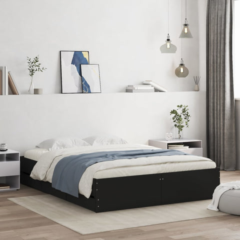 vidaXL Bed Frame with Drawers without Mattress Black 150x200 cm King Size