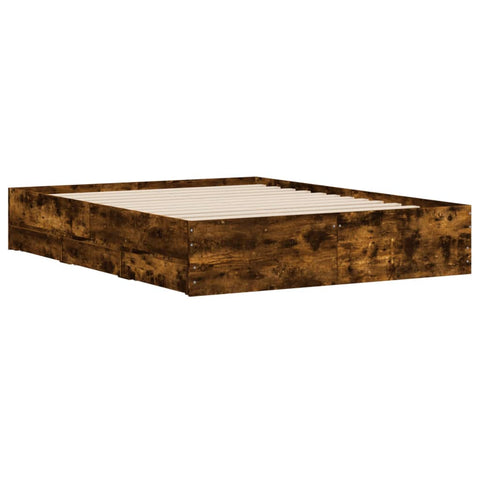 vidaXL Bed Frame with Drawers without Mattress Smoked Oak 150x200 cm King Size