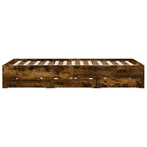 vidaXL Bed Frame with Drawers without Mattress Smoked Oak 150x200 cm King Size