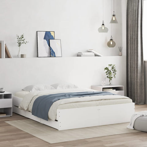 vidaXL Bed Frame with Drawers without Mattress White 140x200 cm