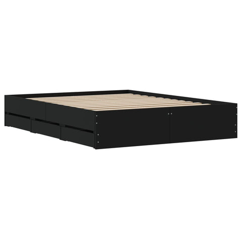 vidaXL Bed Frame with Drawers without Mattress Black 140x200 cm