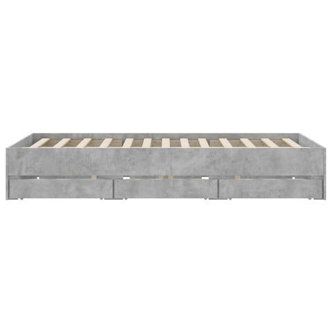 vidaXL Bed Frame with Drawers without Mattress Concrete Grey 140x200 cm