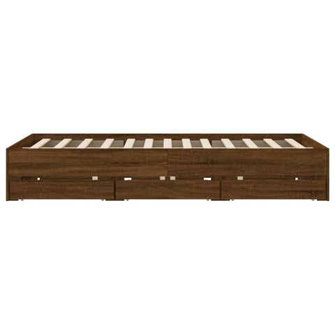 vidaXL Bed Frame with Drawers without Mattress Brown Oak 140x200 cm