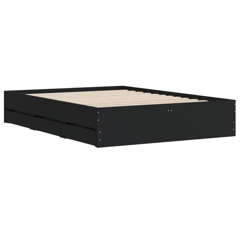 vidaXL Bed Frame with Drawers without Mattress Black 120x200 cm