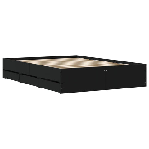 vidaXL Bed Frame with Drawers without Mattress Black 120x200 cm